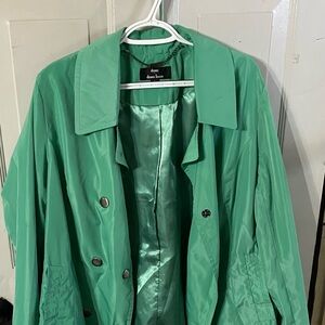 Dennis Basso Women's Light Green Trench Coat